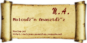 Molcsán Anasztáz névjegykártya